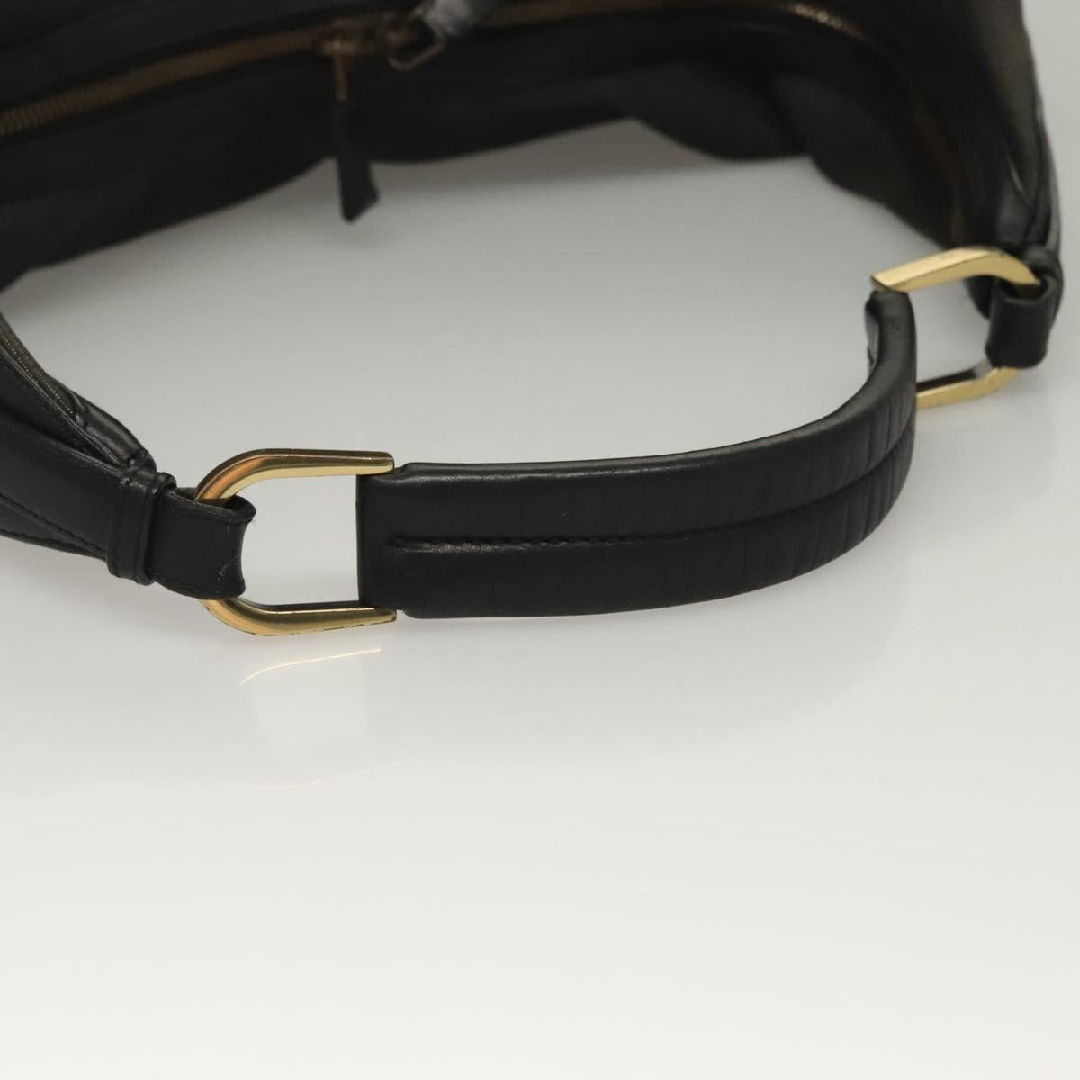GUCCI Web Sherry Line Shoulder Bag Denim Black Gold 73884 Auth bs27901