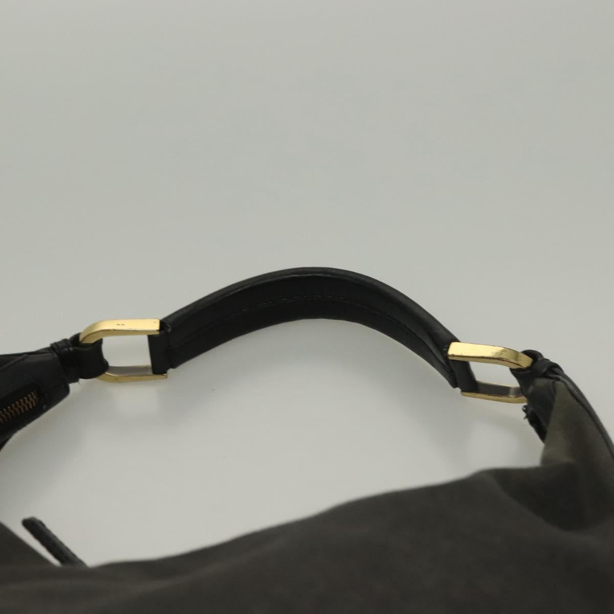GUCCI Web Sherry Line Shoulder Bag Denim Black Gold 73884 Auth bs27901