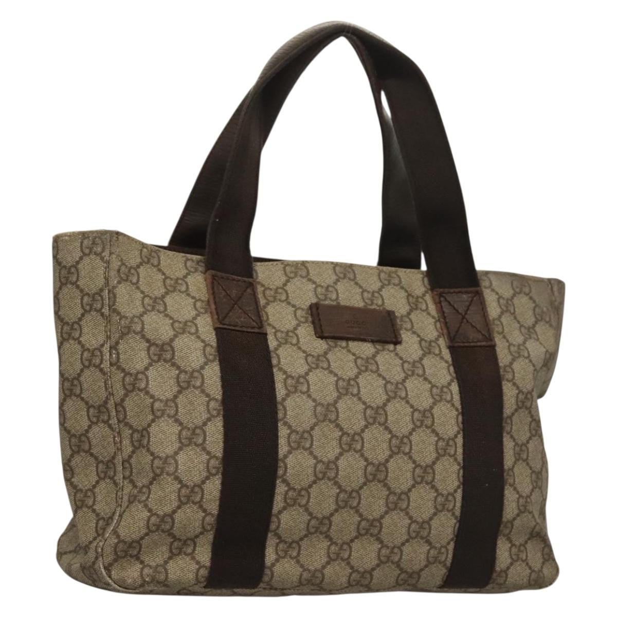 GUCCI GG Supreme Tote Bag PVC Beige Silver 141976 Auth bs27903