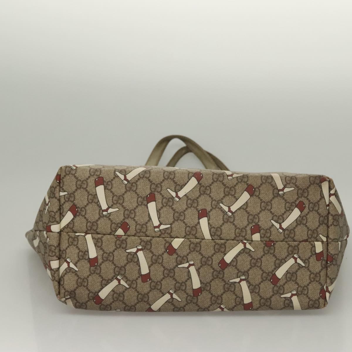GUCCI GG Supreme Tote Bag PVC Outlet Beige Gold 257248 Auth bs27906