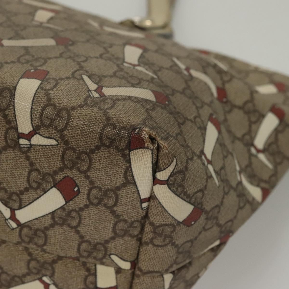 GUCCI GG Supreme Tote Bag PVC Outlet Beige Gold 257248 Auth bs27906