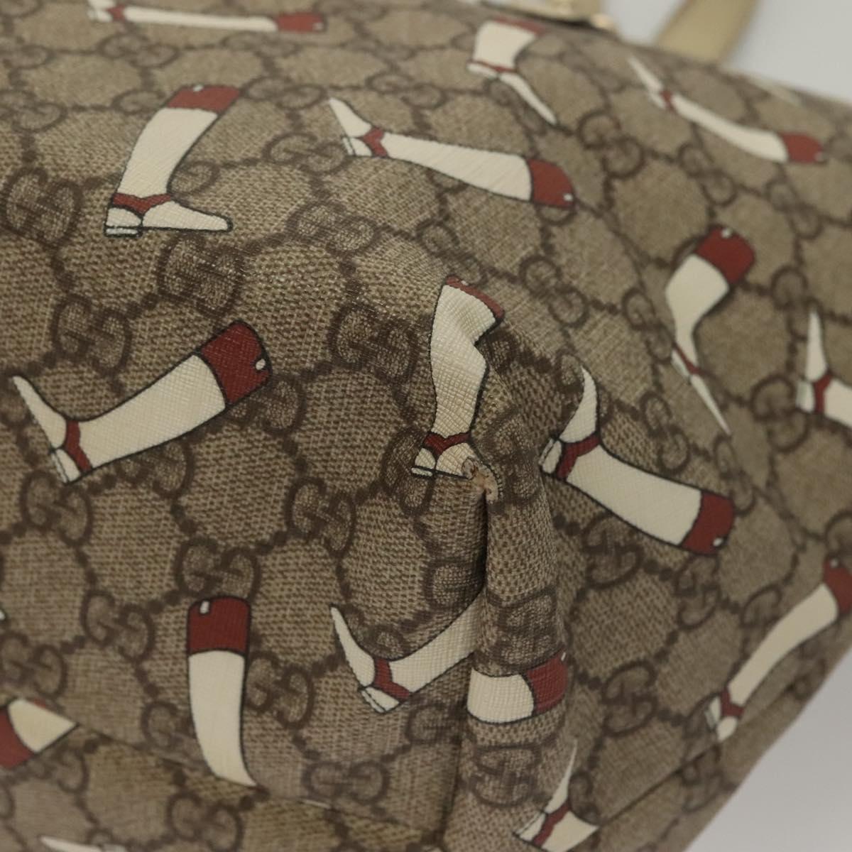 GUCCI GG Supreme Tote Bag PVC Outlet Beige Gold 257248 Auth bs27906