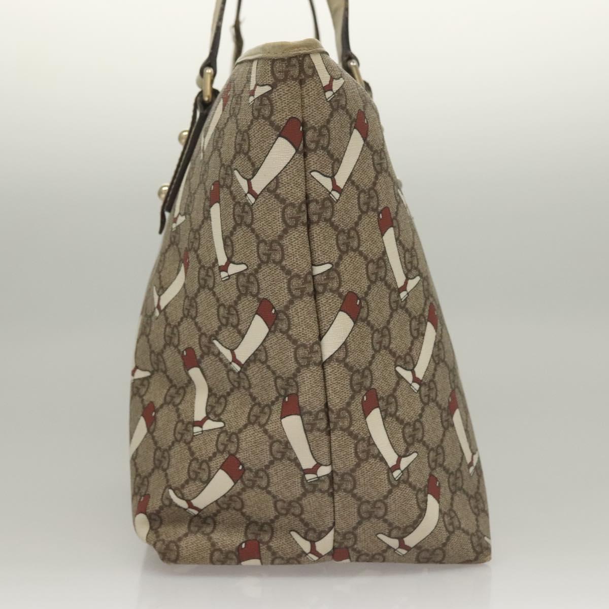GUCCI GG Supreme Tote Bag PVC Outlet Beige Gold 257248 Auth bs27906