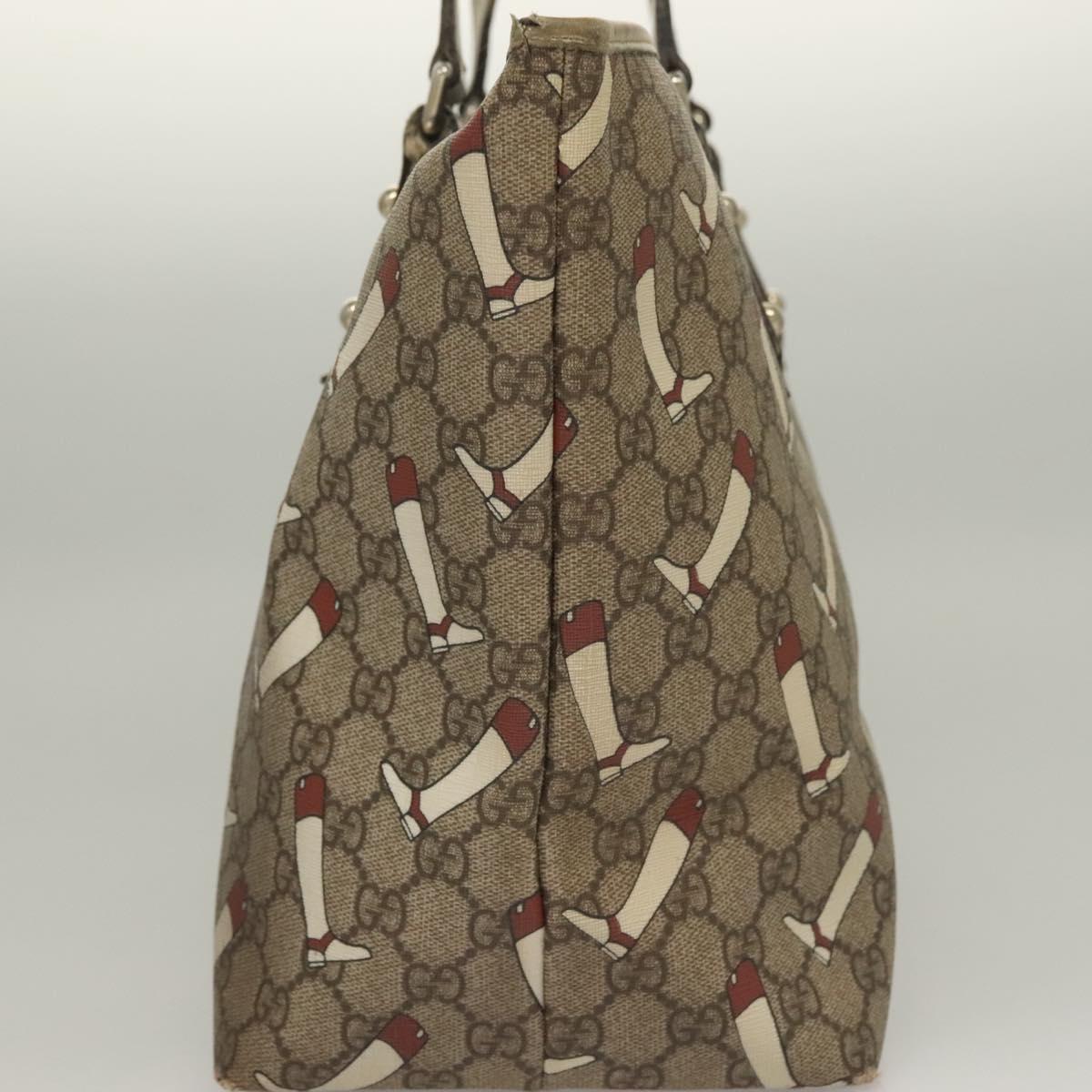 GUCCI GG Supreme Tote Bag PVC Outlet Beige Gold 257248 Auth bs27906