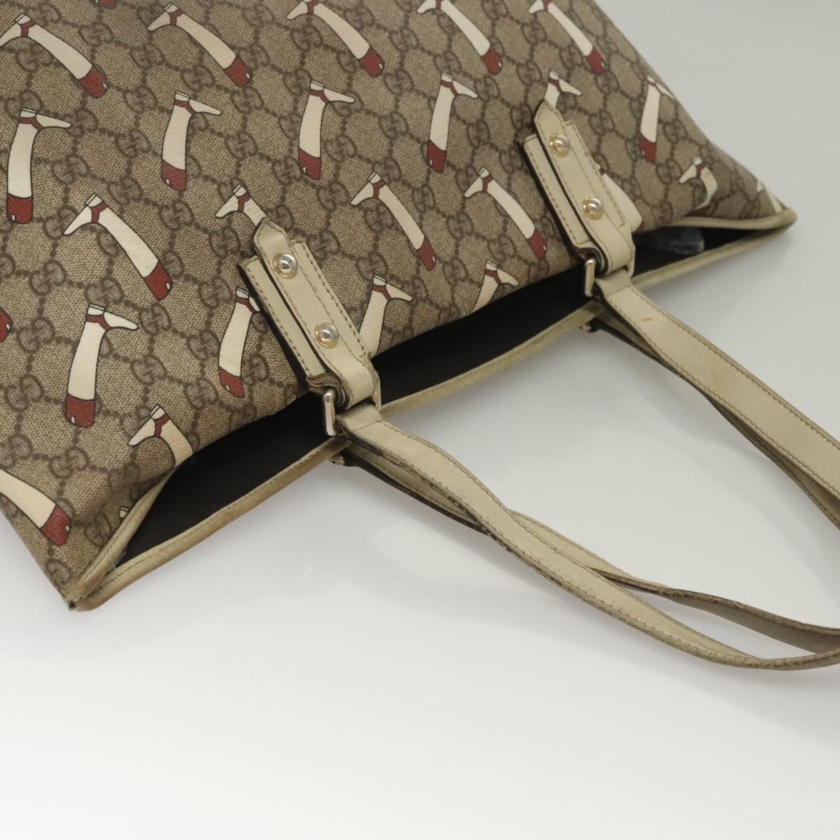 GUCCI GG Supreme Tote Bag PVC Outlet Beige Gold 257248 Auth bs27906