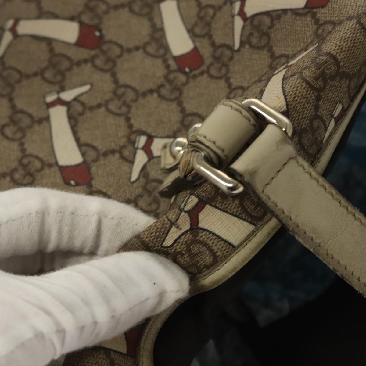 GUCCI GG Supreme Tote Bag PVC Outlet Beige Gold 257248 Auth bs27906