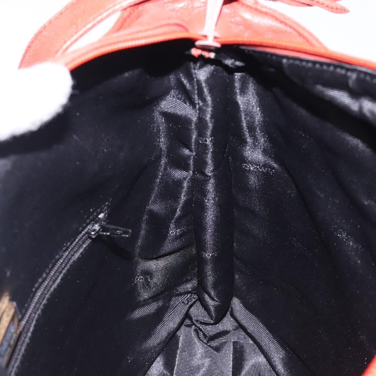 LOEWE Shoulder Bag Leather Red Gold Auth bs27909