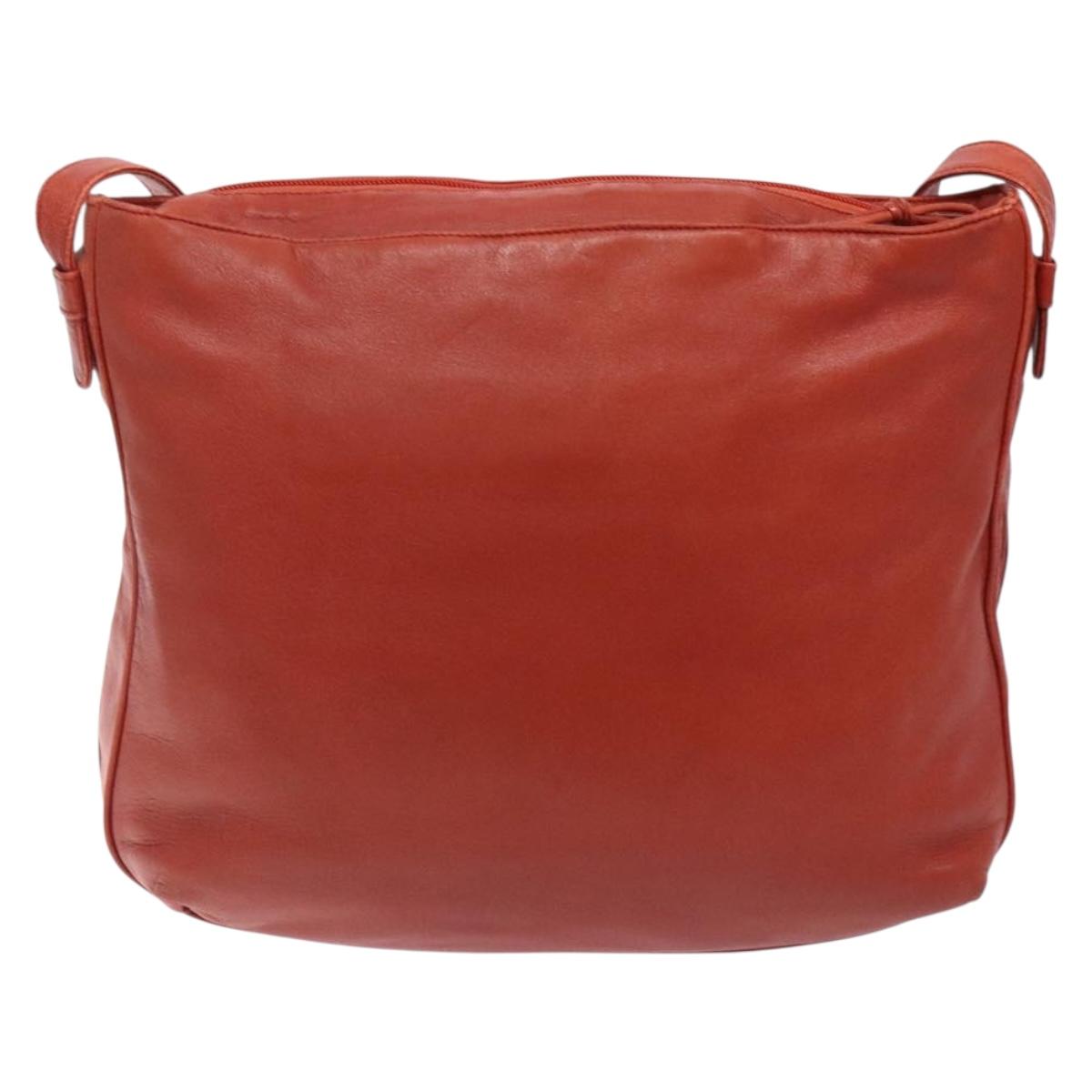 LOEWE Shoulder Bag Leather Red Gold Auth bs27909