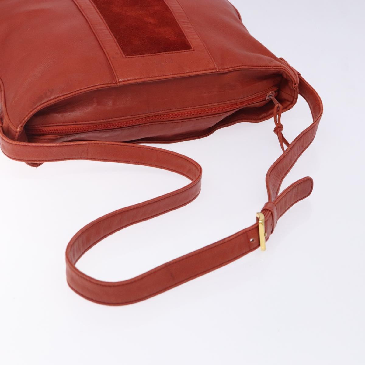 LOEWE Shoulder Bag Leather Red Gold Auth bs27909