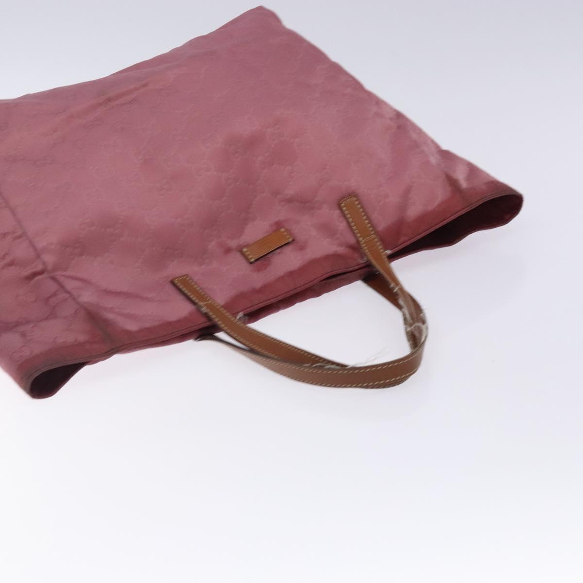 GUCCI GG Canvas Tote Bag Nylon Pink Silver 282439 Auth bs27919