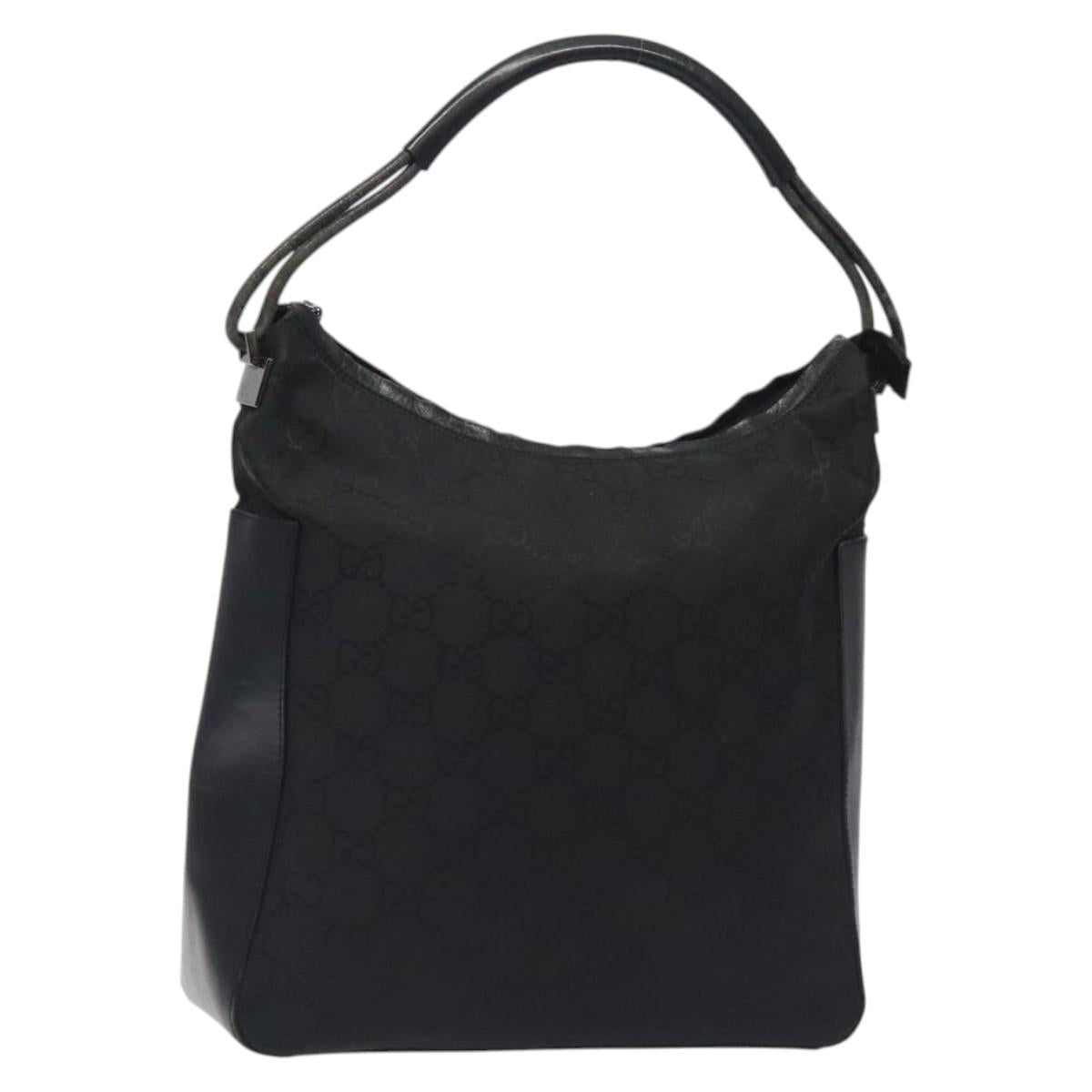 GUCCI GG Canvas Shoulder Bag Nylon Black Silver 001 3770 Auth bs27920