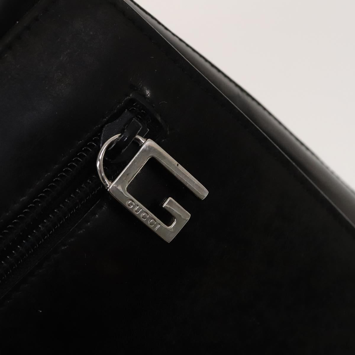 GUCCI Shoulder Bag Enamel Black Silver 002 1705 0424 Auth bs27922