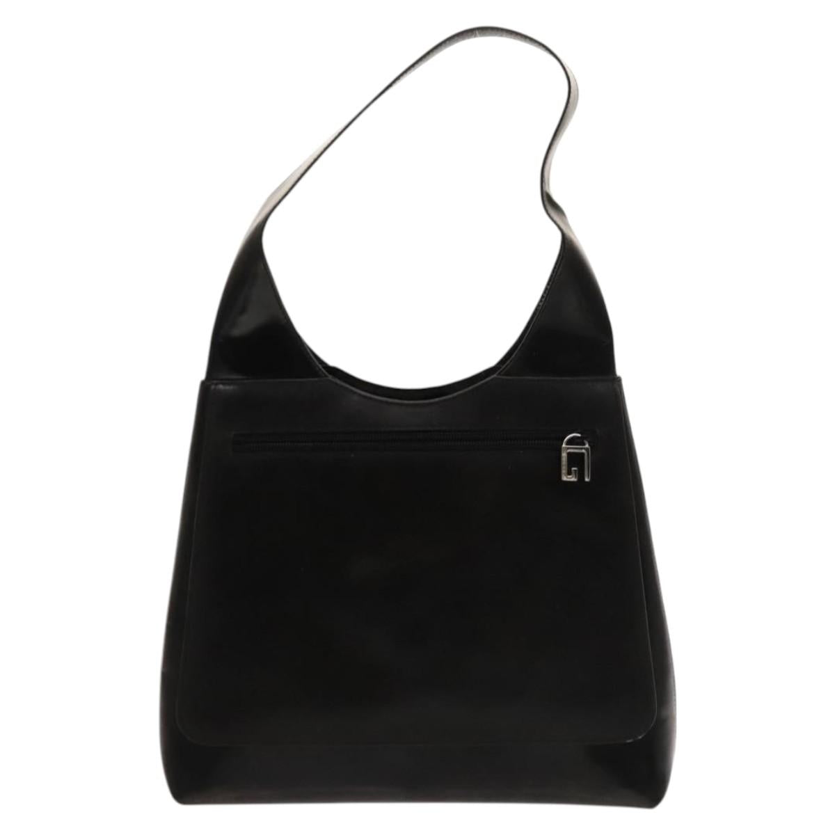GUCCI Shoulder Bag Enamel Black Silver 002 1705 0424 Auth bs27922