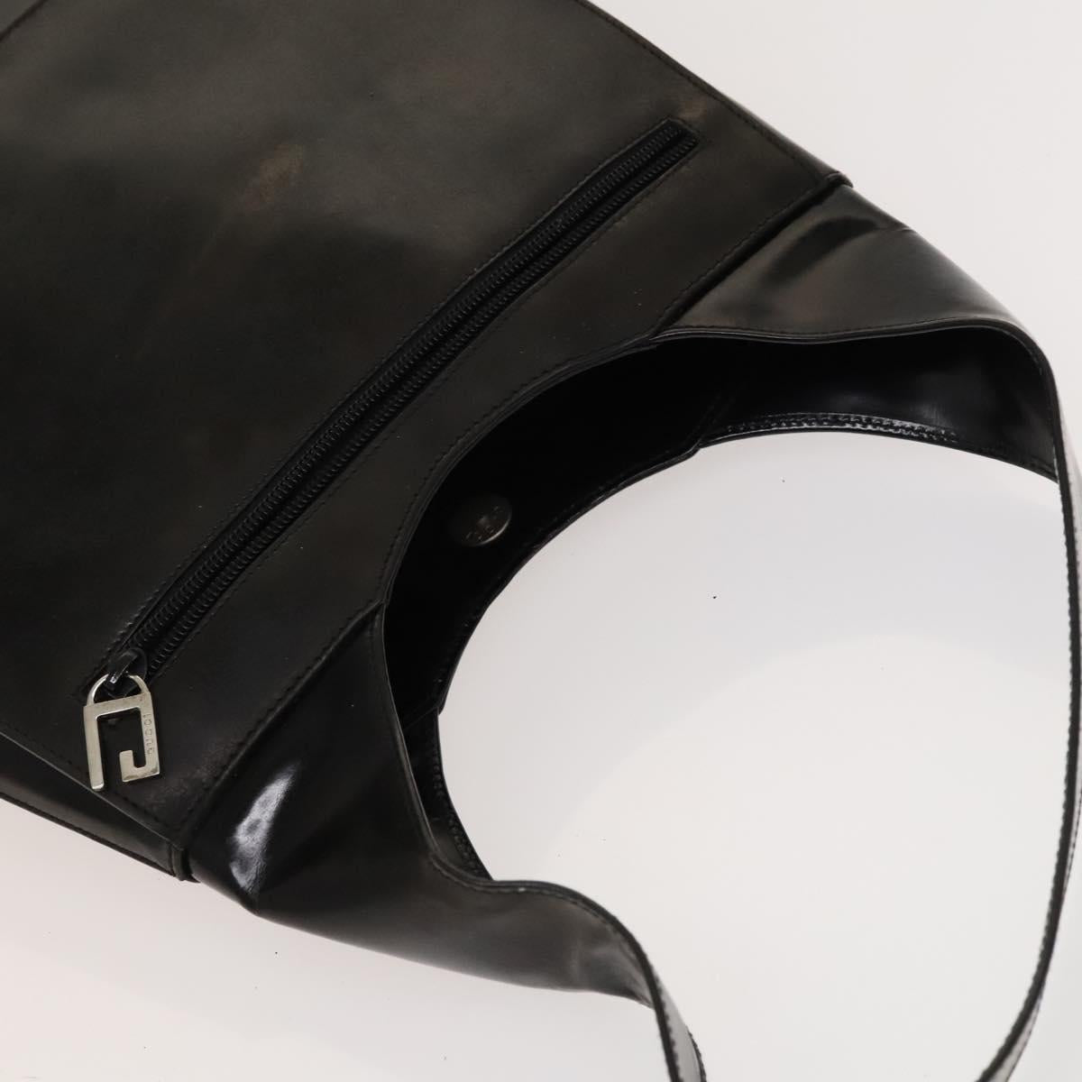 GUCCI Shoulder Bag Enamel Black Silver 002 1705 0424 Auth bs27922