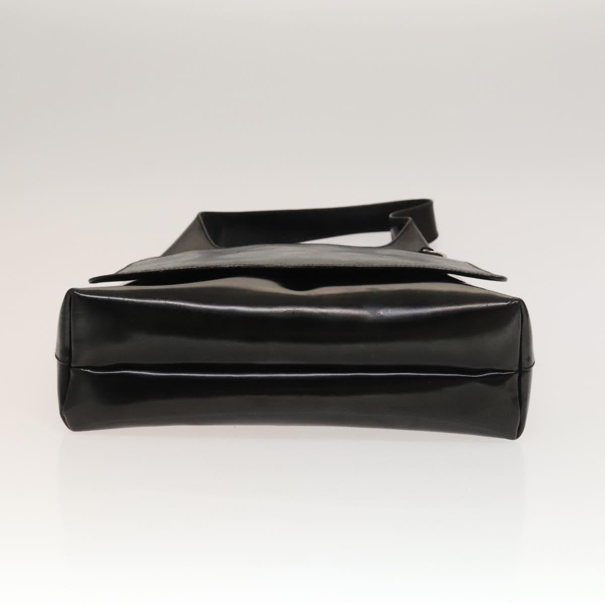 GUCCI Shoulder Bag Enamel Black Silver 002 1705 0424 Auth bs27922