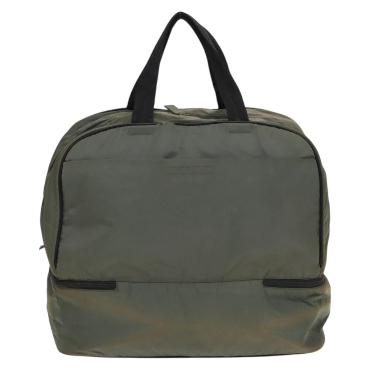 PRADA Sports Boston Bag Nylon Gray Silver Auth bs27925