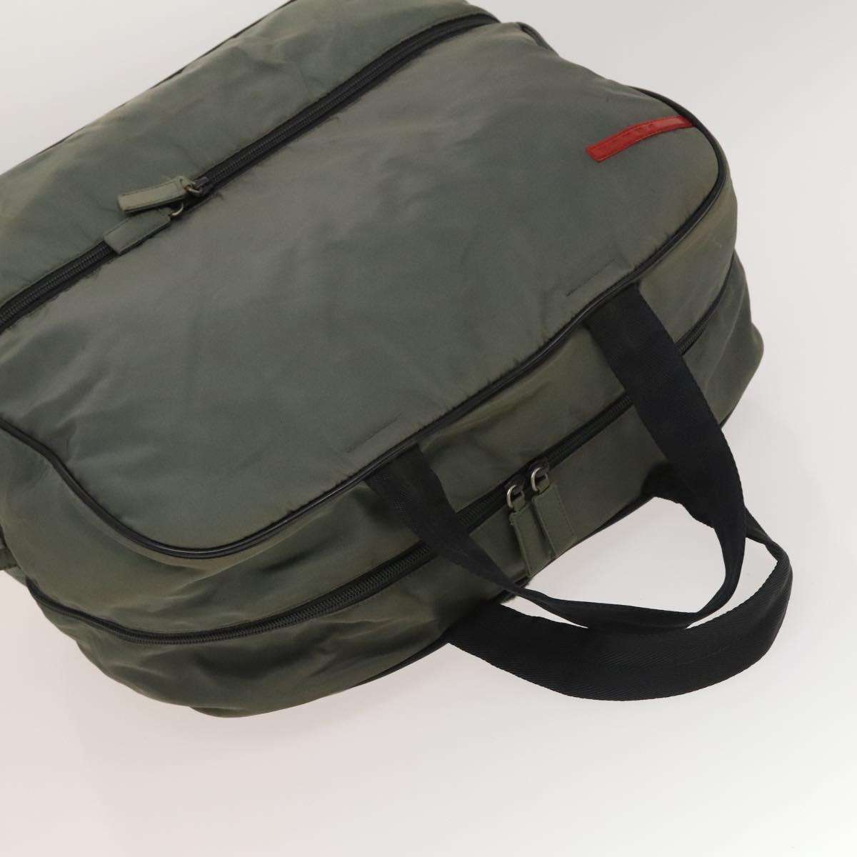 PRADA Sports Boston Bag Nylon Gray Silver Auth bs27925