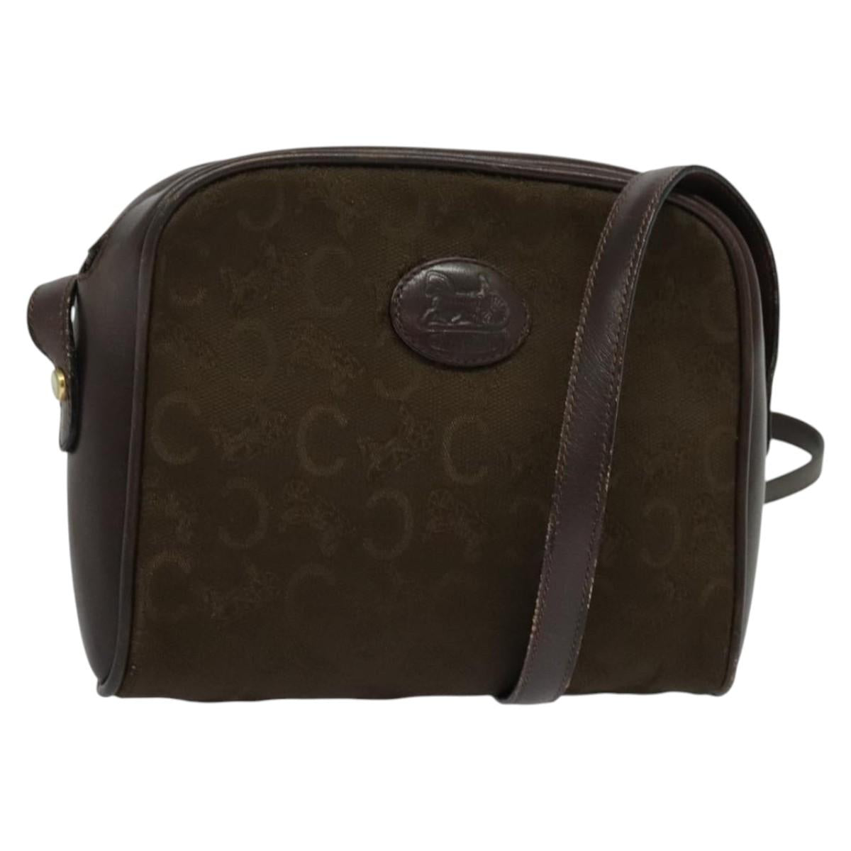 CELINE C Sulky Shoulder Bag Canvas Brown Gold Auth bs27936