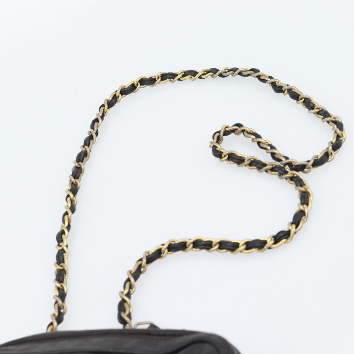 CHANEL Matelasse Chain Shoulder Bag Lamb Skin Black Gold CC Auth bs27944