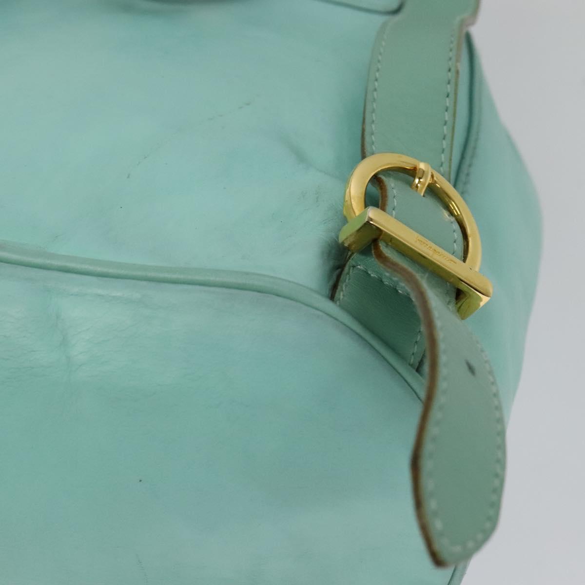 Salvatore Ferragamo Backpack Leather Turquoise Blue Gold Auth bs27971