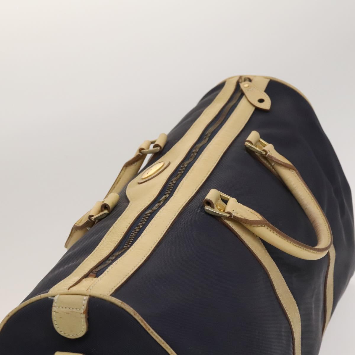 Christian Dior Sports Boston Bag Leather PVC 2way Navy Gold Auth bs27974