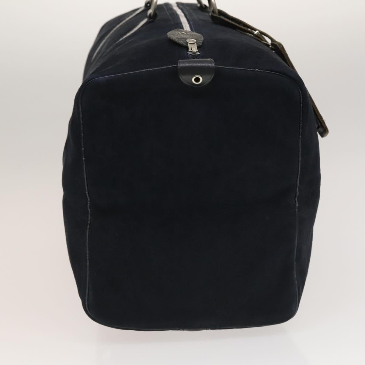 Christian Dior Trotter Canvas Boston Bag Suede Navy Silver Auth bs27975