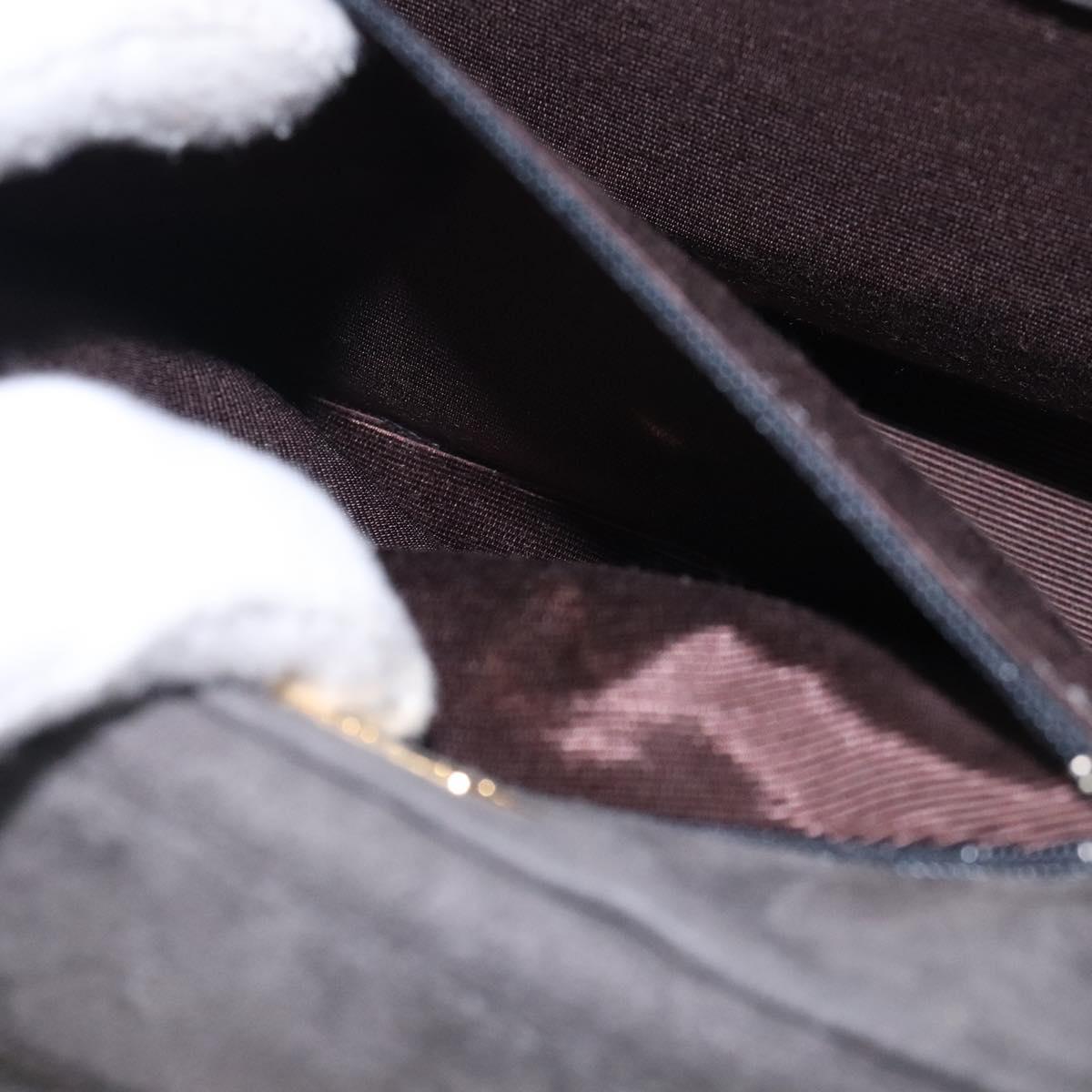 GIVENCHY Hand Bag Suede Gray Gold Auth bs27976