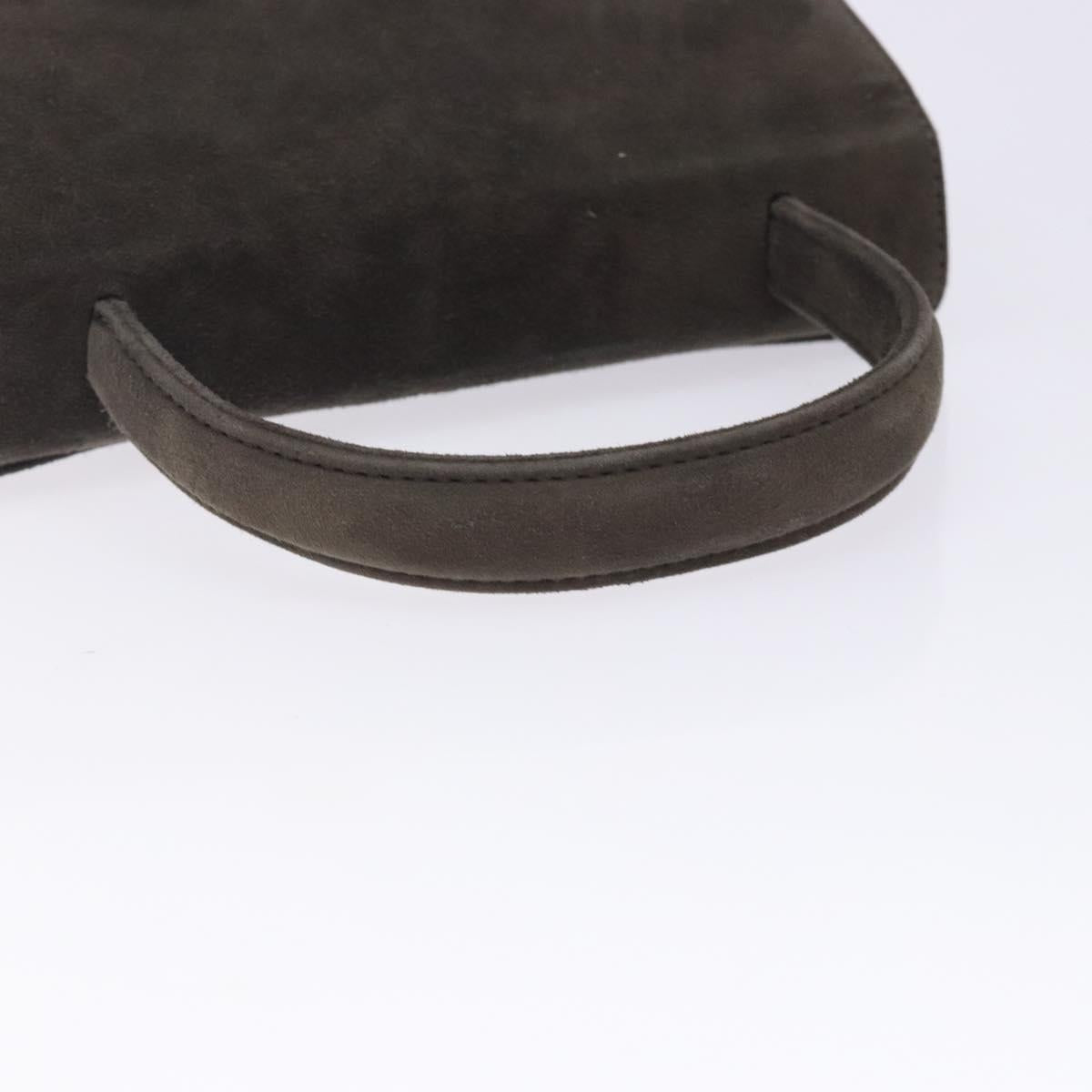 GIVENCHY Hand Bag Suede Gray Gold Auth bs27976