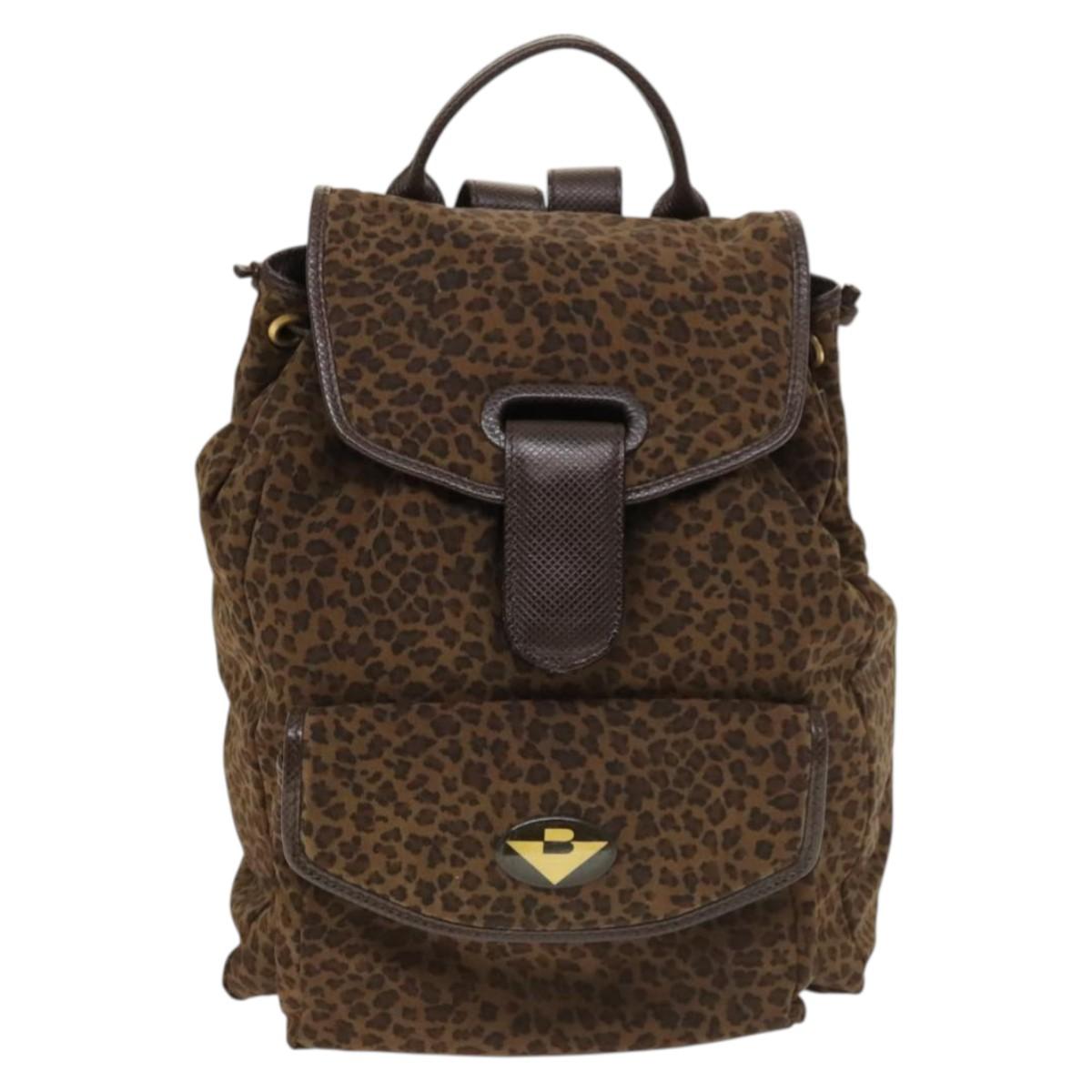BOTTEGA VENETA Backpack Nylon Brown Gold Auth bs27978
