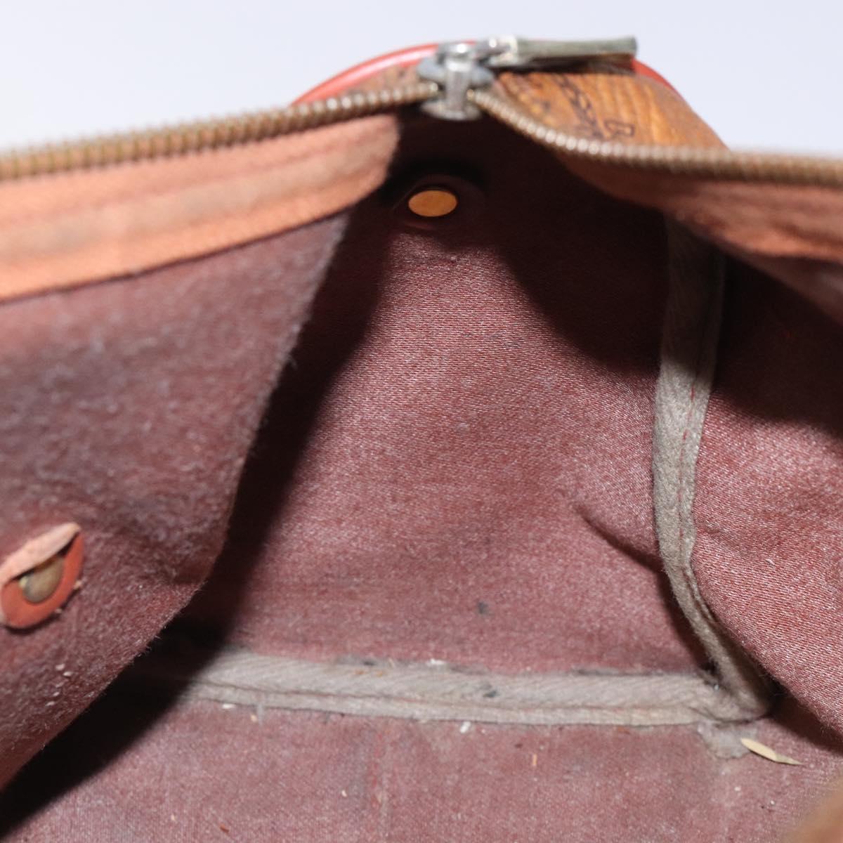 MCM Logogram Vicetos Boston Bag PVC Leather Brown Gold Auth bs27984