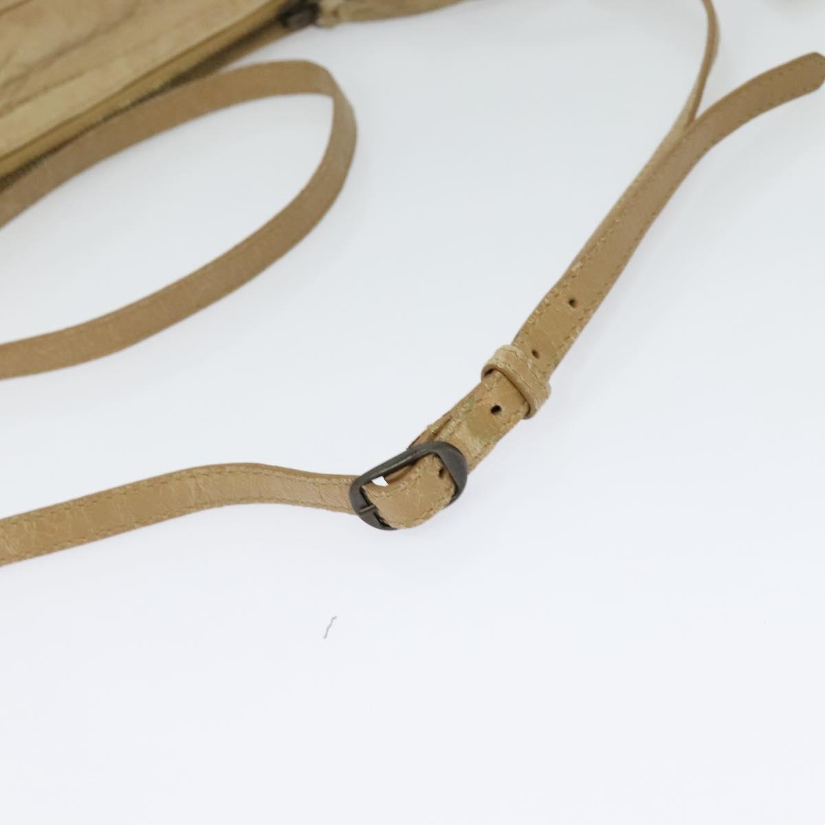 BALENCIAGA Classic Flat Shoulder Bag Leather Beige Auth bs27986