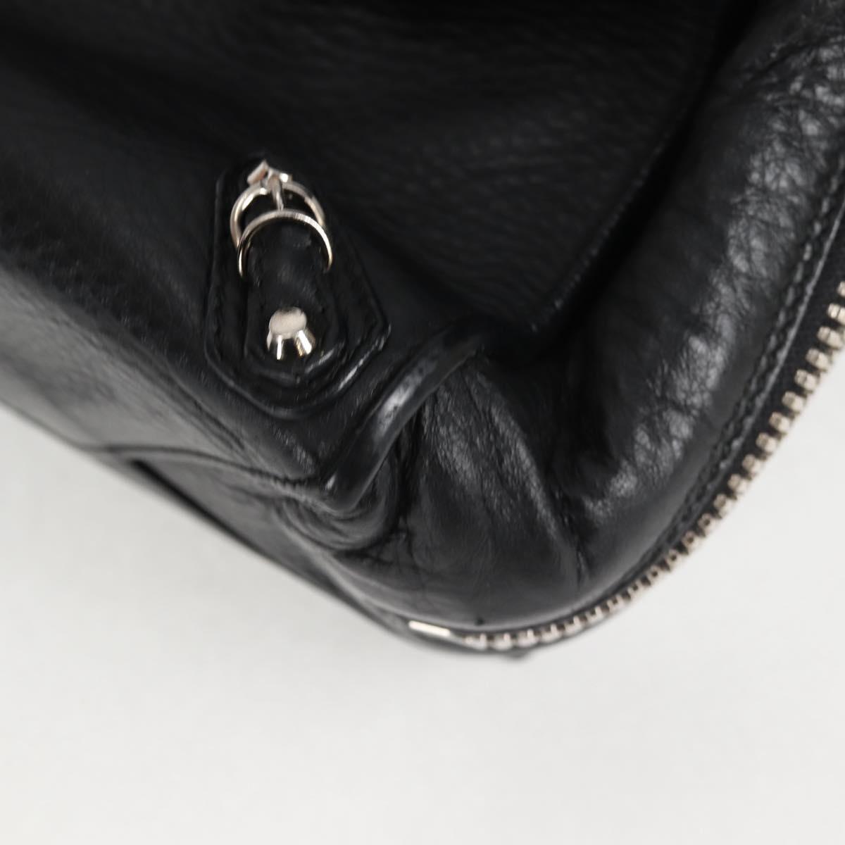 BALENCIAGA Paper Mini Hand Bag Leather 2way Black Silver 370926 Auth bs27987V