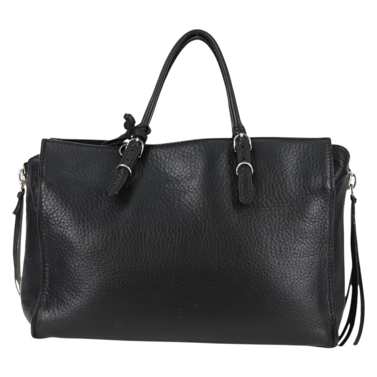 BALENCIAGA Paper Mini Hand Bag Leather 2way Black Silver 370926 Auth bs27987V