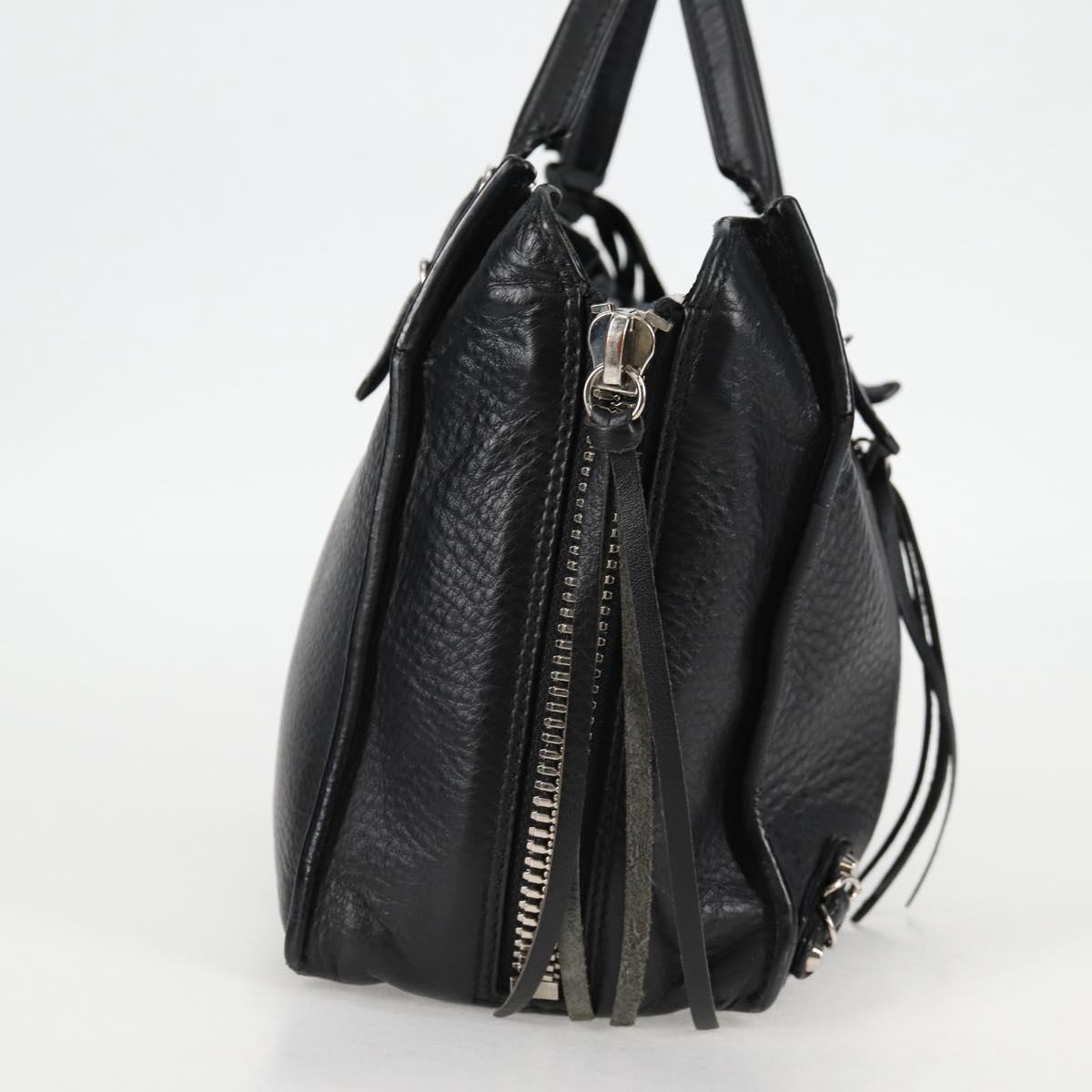 BALENCIAGA Paper Mini Hand Bag Leather 2way Black Silver 370926 Auth bs27987V