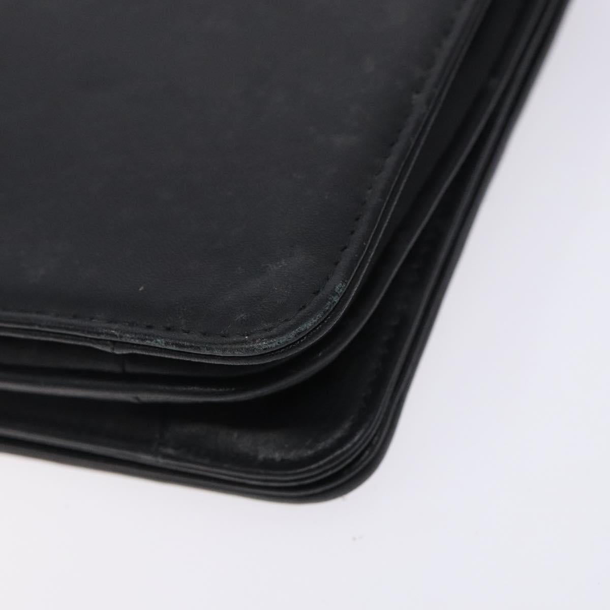 VALENTINO Shoulder Bag Leather Black Gold Auth bs27994