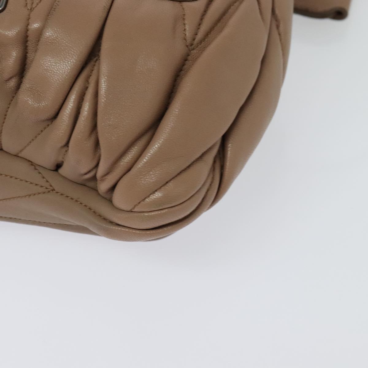 Miu Miu Matelasse Chain Shoulder Bag Leather Pink Silver Auth bs27996