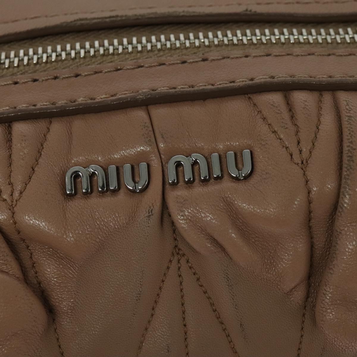 Miu Miu Matelasse Chain Shoulder Bag Leather Pink Silver Auth bs27996