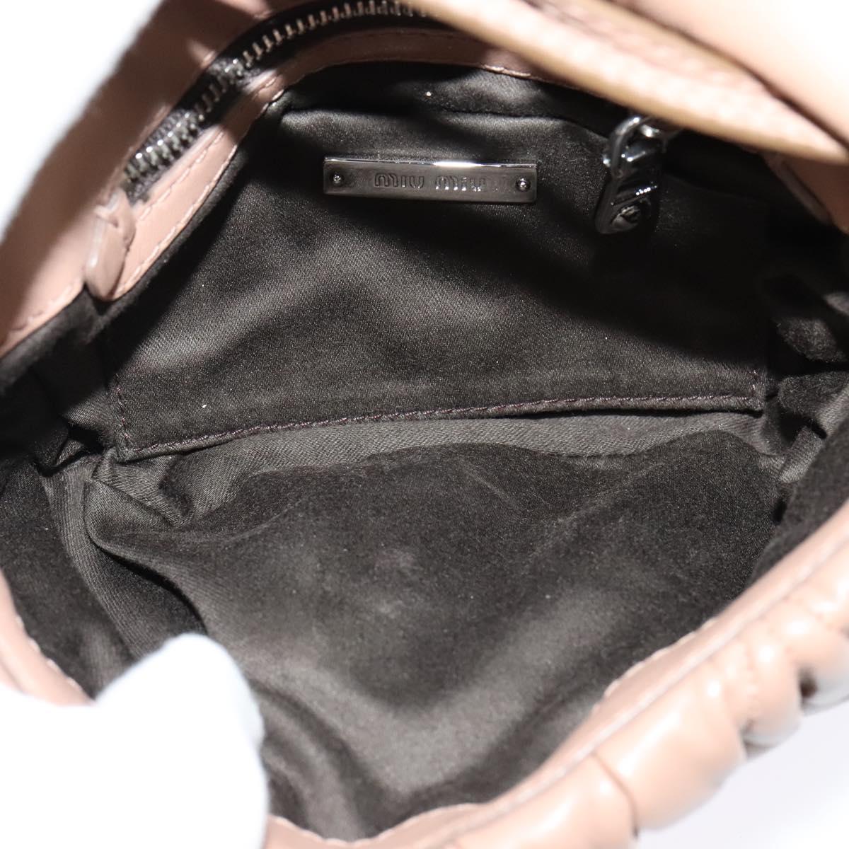 Miu Miu Matelasse Chain Shoulder Bag Leather Pink Silver Auth bs27996