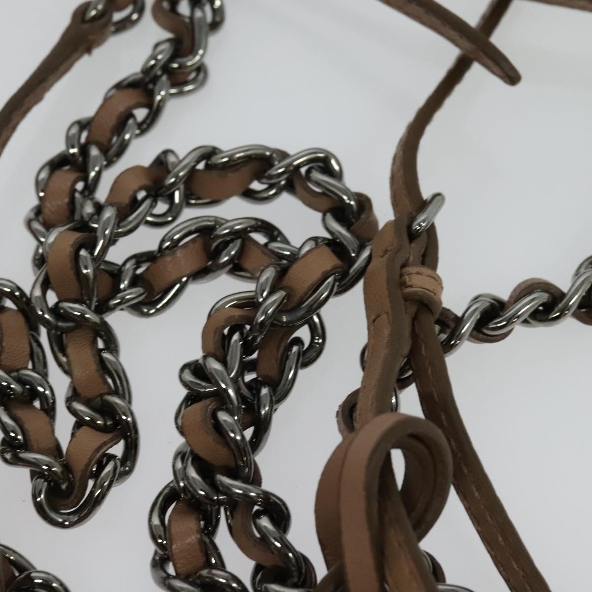 Miu Miu Matelasse Chain Shoulder Bag Leather Pink Silver Auth bs27996