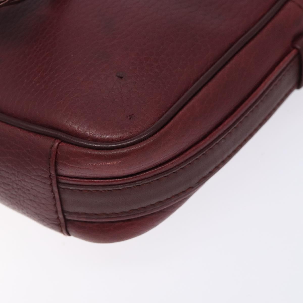 CARTIER Shoulder Bag Leather Bordeaux Gold Auth bs28003