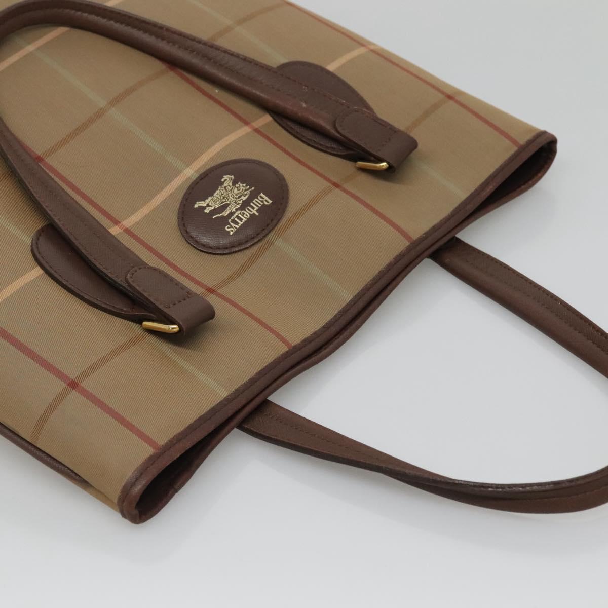 Burberrys Nova Check Tote Bag Canvas Beige Gold Auth bs28014