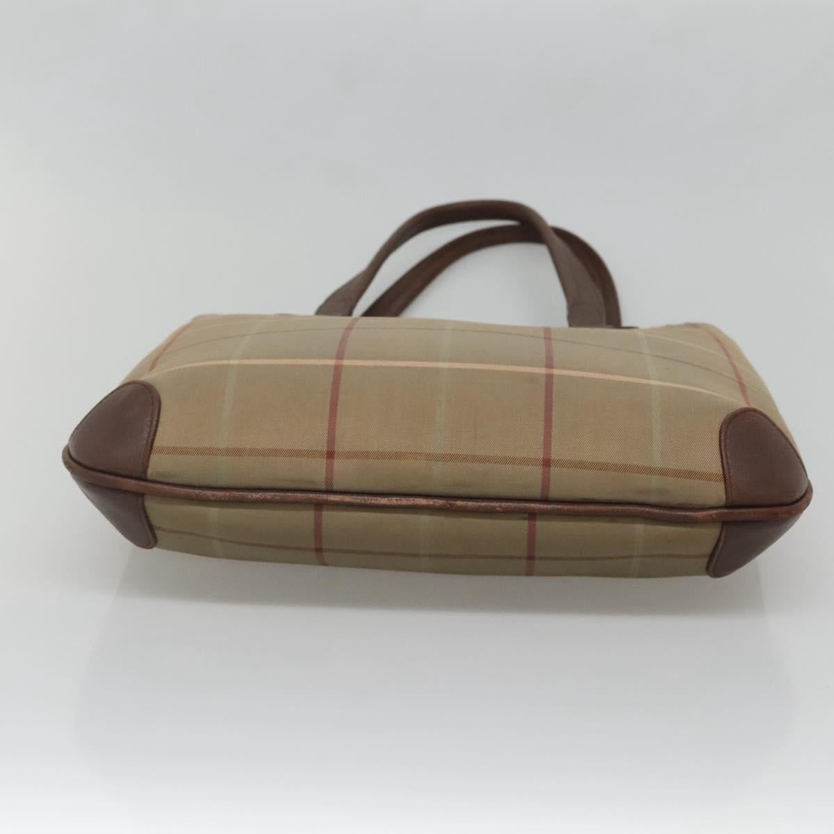 Burberrys Nova Check Tote Bag Canvas Beige Gold Auth bs28014