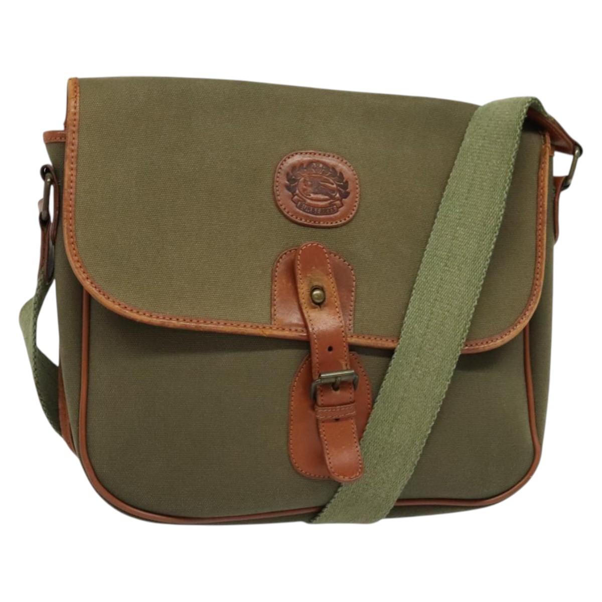 Burberrys Shoulder Bag Canvas Khaki Auth bs28018
