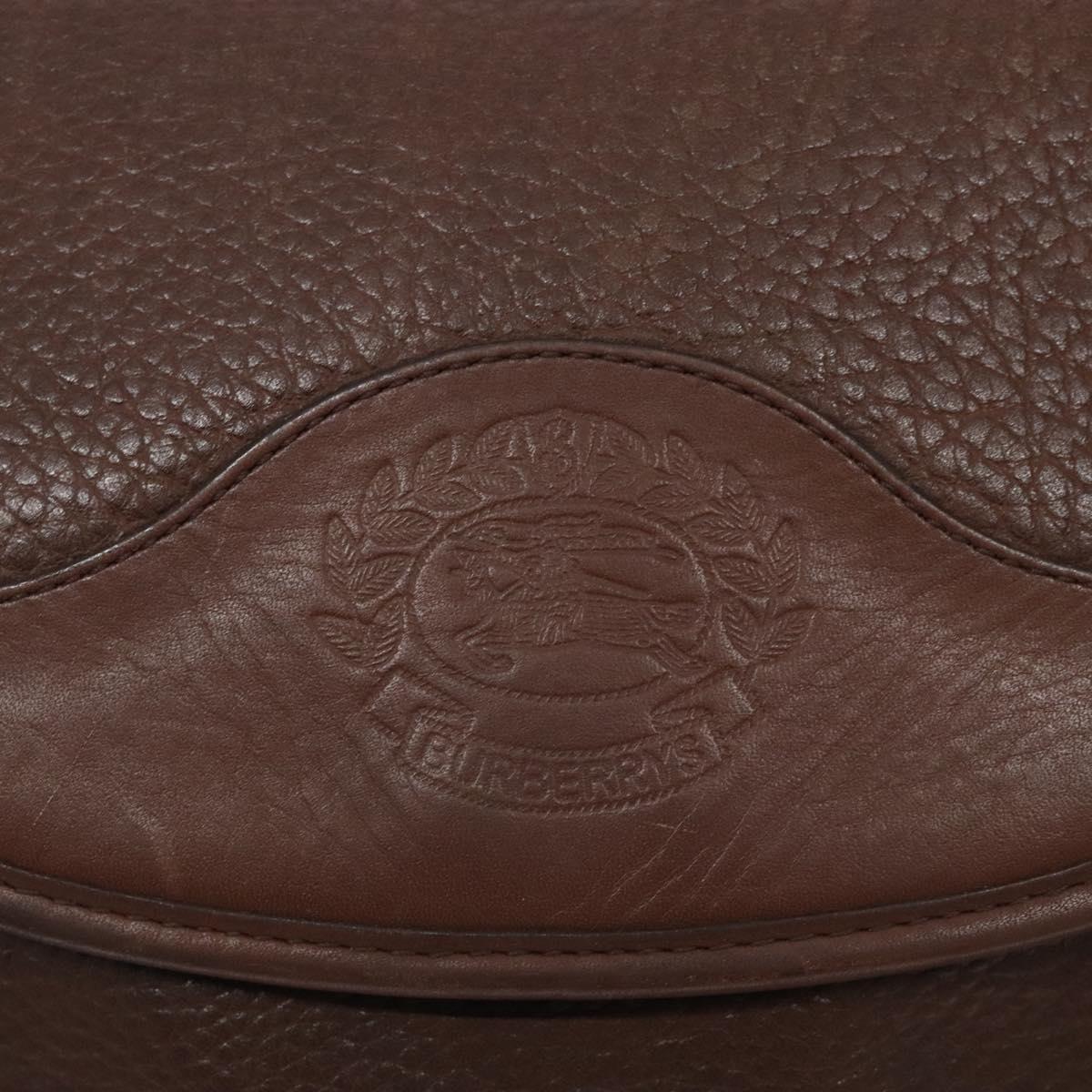 Burberrys Shoulder Bag Leather Brown Gold Auth bs28021