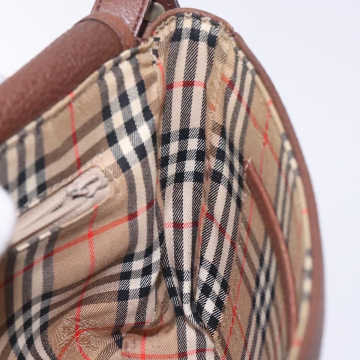 Burberrys Shoulder Bag Leather Brown Gold Auth bs28021