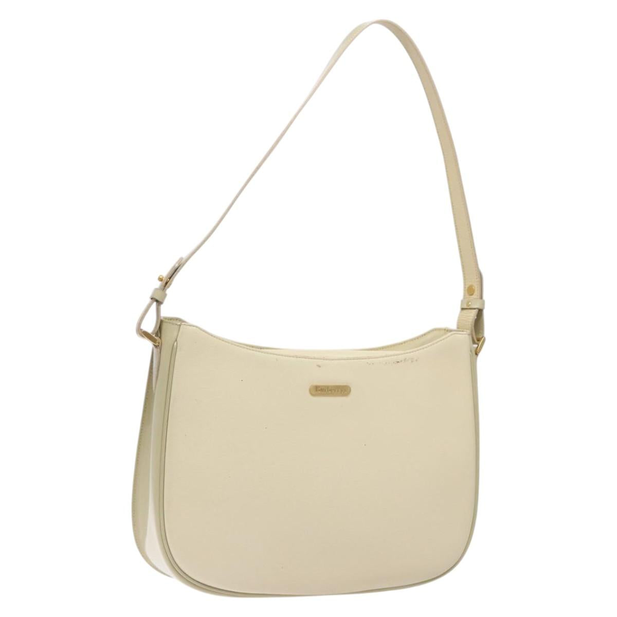 Burberrys Shoulder Bag Leather Cream Gold Auth bs28027