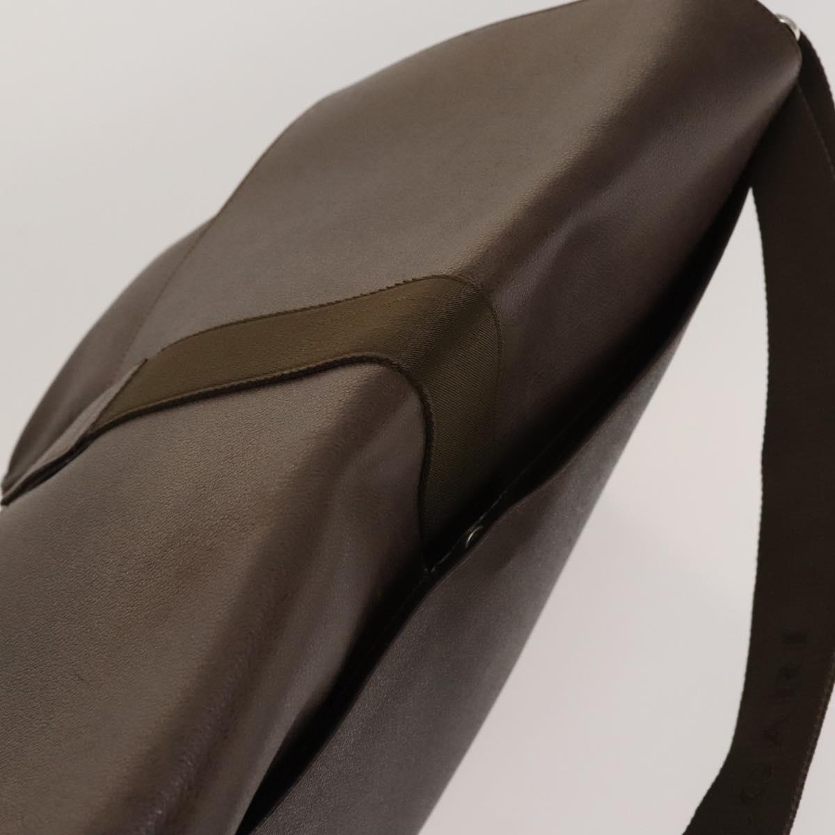 BVLGARI Shoulder Bag Leather Brown Silver Auth bs28028