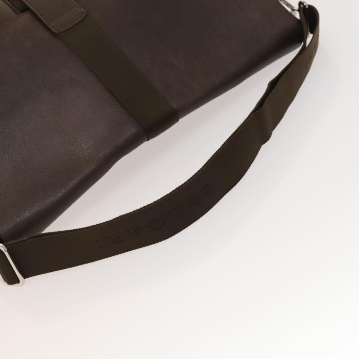 BVLGARI Shoulder Bag Leather Brown Silver Auth bs28028