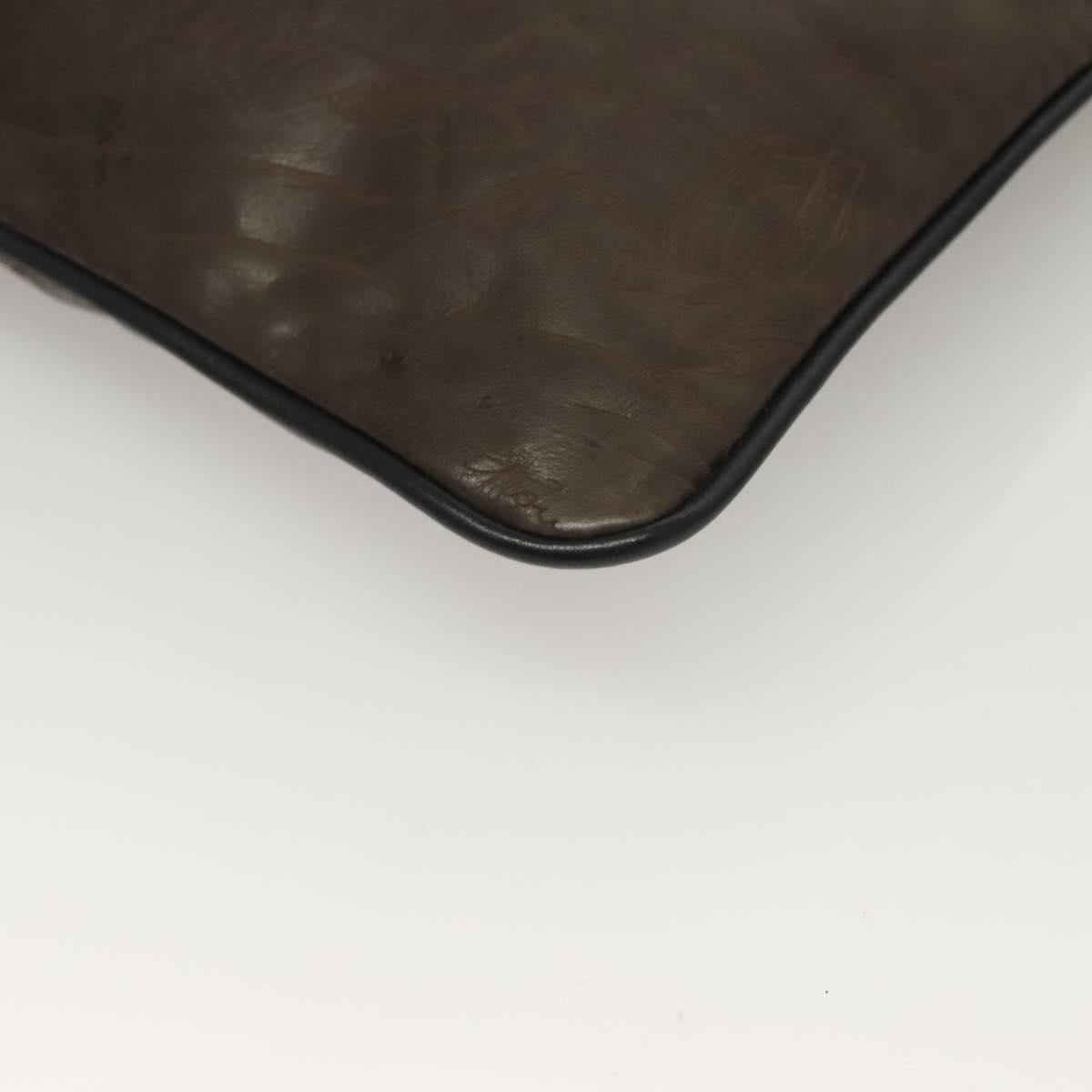 Berluti Calligraphy Clutch Bag Leather Brown Silver Auth bs28029
