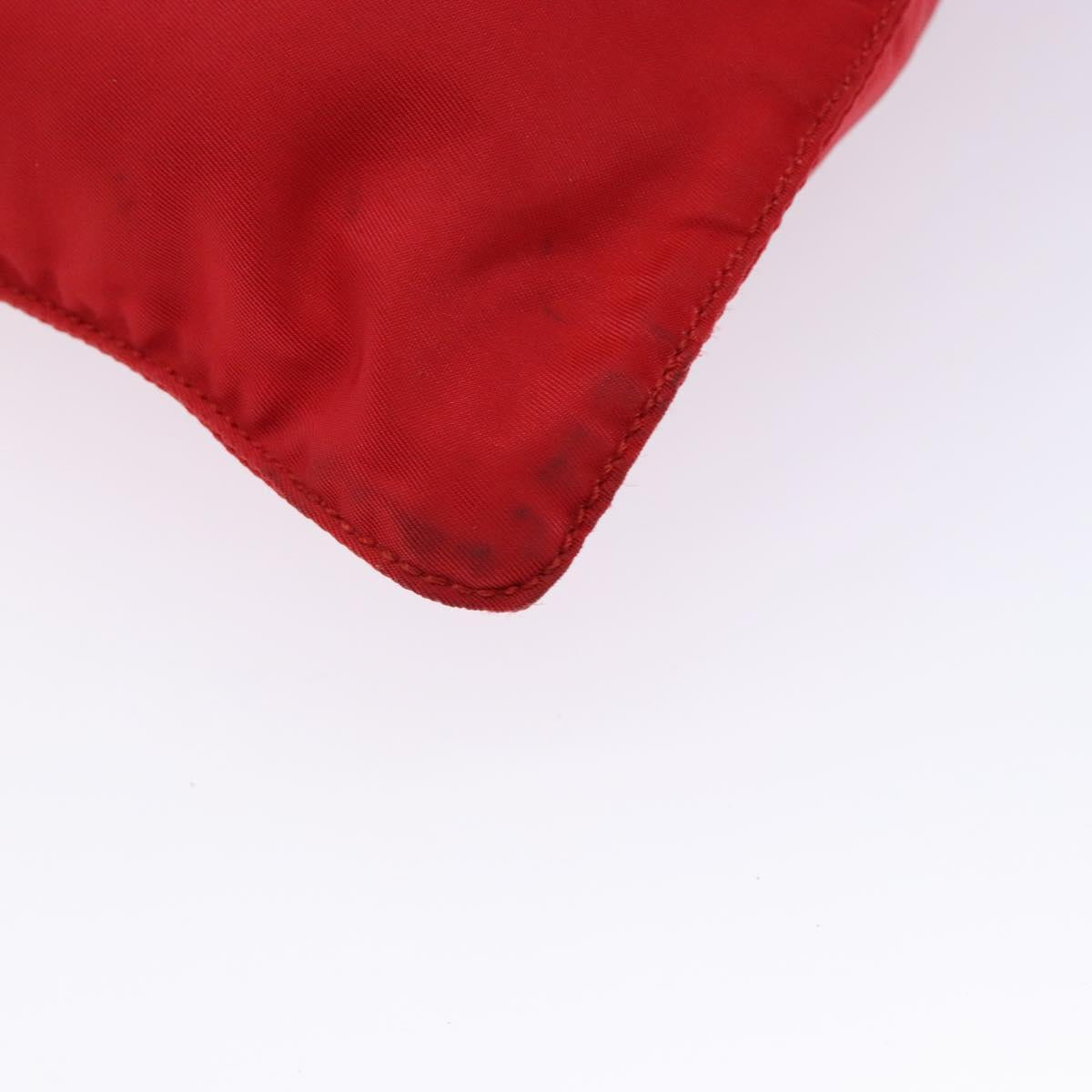 PRADA Shoulder Bag Nylon Red Silver Auth bs28053